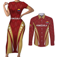 Custom Venezuela Football Couples Matching Short Sleeve Bodycon Dress and Long Sleeve Button Shirt Go Champions