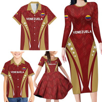 Custom Venezuela Football Family Matching Long Sleeve Bodycon Dress and Hawaiian Shirt Go Champions