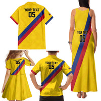 Custom Colombia Football Family Matching Tank Maxi Dress and Hawaiian Shirt Vamos La Tricolor Retro Style