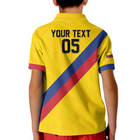 Custom Colombia Football Kid Polo Shirt Vamos La Tricolor Retro Style