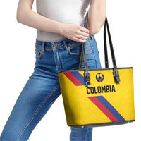 Colombia Football Leather Tote Bag Vamos La Tricolor Retro Style
