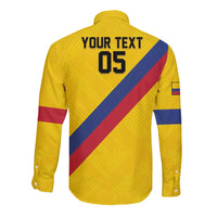 Custom Colombia Football Long Sleeve Button Shirt Vamos La Tricolor Retro Style