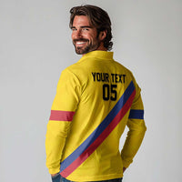 Custom Colombia Football Long Sleeve Polo Shirt Vamos La Tricolor Retro Style