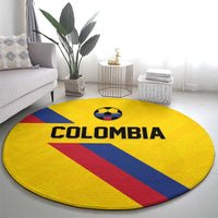Colombia Football Round Carpet Vamos La Tricolor Retro Style