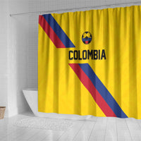 Colombia Football Shower Curtain Vamos La Tricolor Retro Style