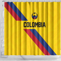 Colombia Football Shower Curtain Vamos La Tricolor Retro Style