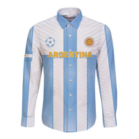 Custom Argentina Football Long Sleeve Button Shirt Albiceleste Unique Style
