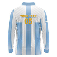 Custom Argentina Football Long Sleeve Polo Shirt Albiceleste Unique Style