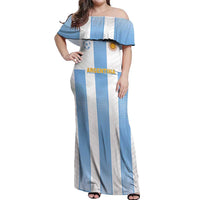 Custom Argentina Football Off Shoulder Maxi Dress Albiceleste Unique Style