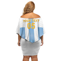 Custom Argentina Football Off Shoulder Short Dress Albiceleste Unique Style