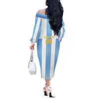 Custom Argentina Football Off The Shoulder Long Sleeve Dress Albiceleste Unique Style