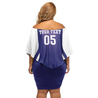 Custom Argentina 2025 Football Family Matching Off Shoulder Short Dress and Hawaiian Shirt Purple Version