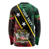 Personalized Saint Kitts and Nevis Long Sleeve Shirt Flag Style With Stars
