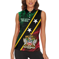 Personalized Saint Kitts and Nevis Women Sleeveless Polo Shirt Flag Style With Stars