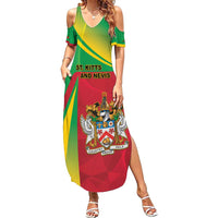 Personalized Saint Kitts and Nevis Family Matching Summer Maxi Dress and Hawaiian Shirt Coat Of Arms Sporty Style