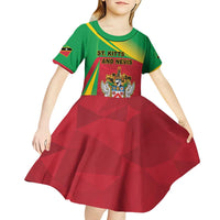 Personalized Saint Kitts and Nevis Kid Short Sleeve Dress Coat Of Arms Sporty Style