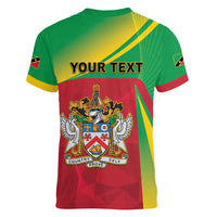 Personalized Saint Kitts and Nevis Women V-Neck T-Shirt Coat Of Arms Sporty Style