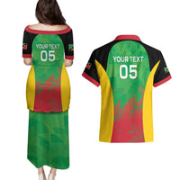 Custom Saint Kitts and Nevis Cricket Couples Matching Puletasi and Hawaiian Shirt Simple Style