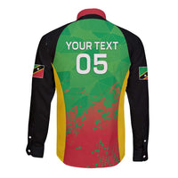 Custom Saint Kitts and Nevis Cricket Long Sleeve Button Shirt Simple Style