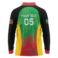 Custom Saint Kitts and Nevis Cricket Long Sleeve Polo Shirt Simple Style
