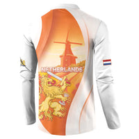 Netherlands Koninginnedag Button Sweatshirt Nederland Windmill Lion Heritage