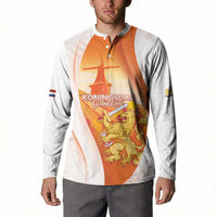Netherlands Koninginnedag Button Sweatshirt Nederland Windmill Lion Heritage