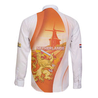 Netherlands Koninginnedag Long Sleeve Button Shirt Nederland Windmill Lion Heritage