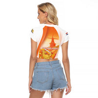 Netherlands Koninginnedag Raglan Cropped T Shirt Nederland Windmill Lion Heritage