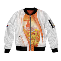 Netherlands Koninginnedag Sleeve Zip Bomber Jacket Nederland Windmill Lion Heritage