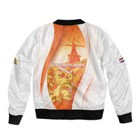 Netherlands Koninginnedag Sleeve Zip Bomber Jacket Nederland Windmill Lion Heritage