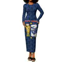Custom Cabo Verde Football 2026 Long Sleeve Bodycon Dress Road To Glory