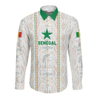 Custom Senegal Football 2026 Long Sleeve Button Shirt Car Rapide-Inspired Pattern