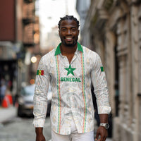 Custom Senegal Football 2026 Long Sleeve Button Shirt Car Rapide-Inspired Pattern