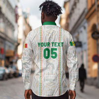 Custom Senegal Football 2026 Long Sleeve Button Shirt Car Rapide-Inspired Pattern