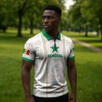 Custom Senegal Football 2026 Zipper Polo Shirt Car Rapide-Inspired Pattern