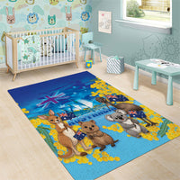 Happy Australia Flag Day Area Rug Aussie Animals Grunge Style