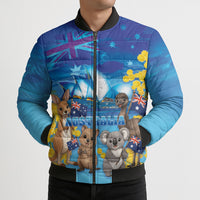 Happy Australia Flag Day Bomber Puffer Jacket Aussie Animals Grunge Style
