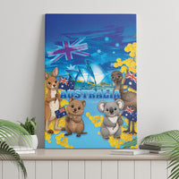 Happy Australia Flag Day Canvas Wall Art Aussie Animals Grunge Style