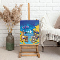 Happy Australia Flag Day Canvas Wall Art Aussie Animals Grunge Style