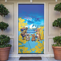 Happy Australia Flag Day Door Cover Aussie Animals Grunge Style