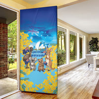 Happy Australia Flag Day Door Cover Aussie Animals Grunge Style