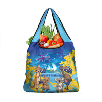 Happy Australia Flag Day Grocery Bag Aussie Animals Grunge Style