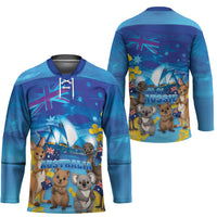Happy Australia Flag Day Hockey Jersey Aussie Animals Grunge Style