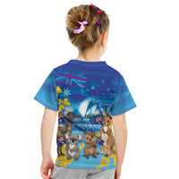 Happy Australia Flag Day Kid T Shirt Aussie Animals Grunge Style