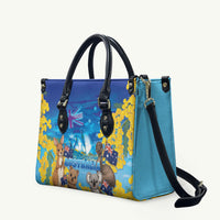 Happy Australia Flag Day Leather Bag Aussie Animals Grunge Style