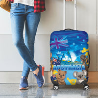 Happy Australia Flag Day Luggage Cover Aussie Animals Grunge Style