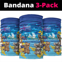 Happy Australia Flag Day Neck Gaiter Aussie Animals Grunge Style