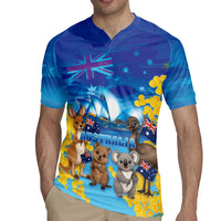 Happy Australia Flag Day Rugby Jersey Aussie Animals Grunge Style