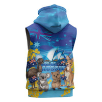 Happy Australia Flag Day Sleeveless Zip Hoodie Aussie Animals Grunge Style