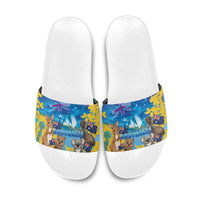 Happy Australia Flag Day Slide Sandals Aussie Animals Grunge Style